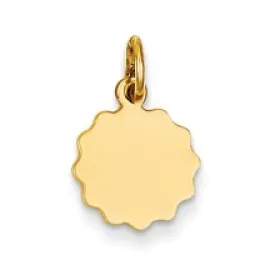 .009 Gauge Engravable Scalloped Disc Charm in 14k Gold