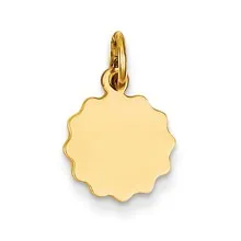 .009 Gauge Engravable Scalloped Disc Charm in 14k Gold