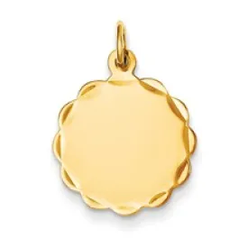 .018 Gauge Engravable Scalloped Disc Charm in 14k Gold