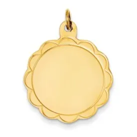 .018 Gauge Engravable Scalloped Disc Charm in 14k Gold