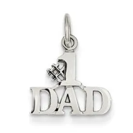 #1 Dad Charm in 14k White Gold