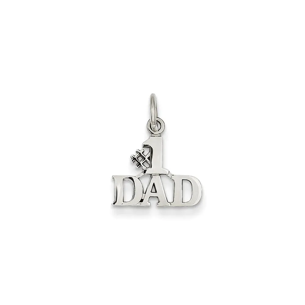 #1 Dad Charm in 14k White Gold