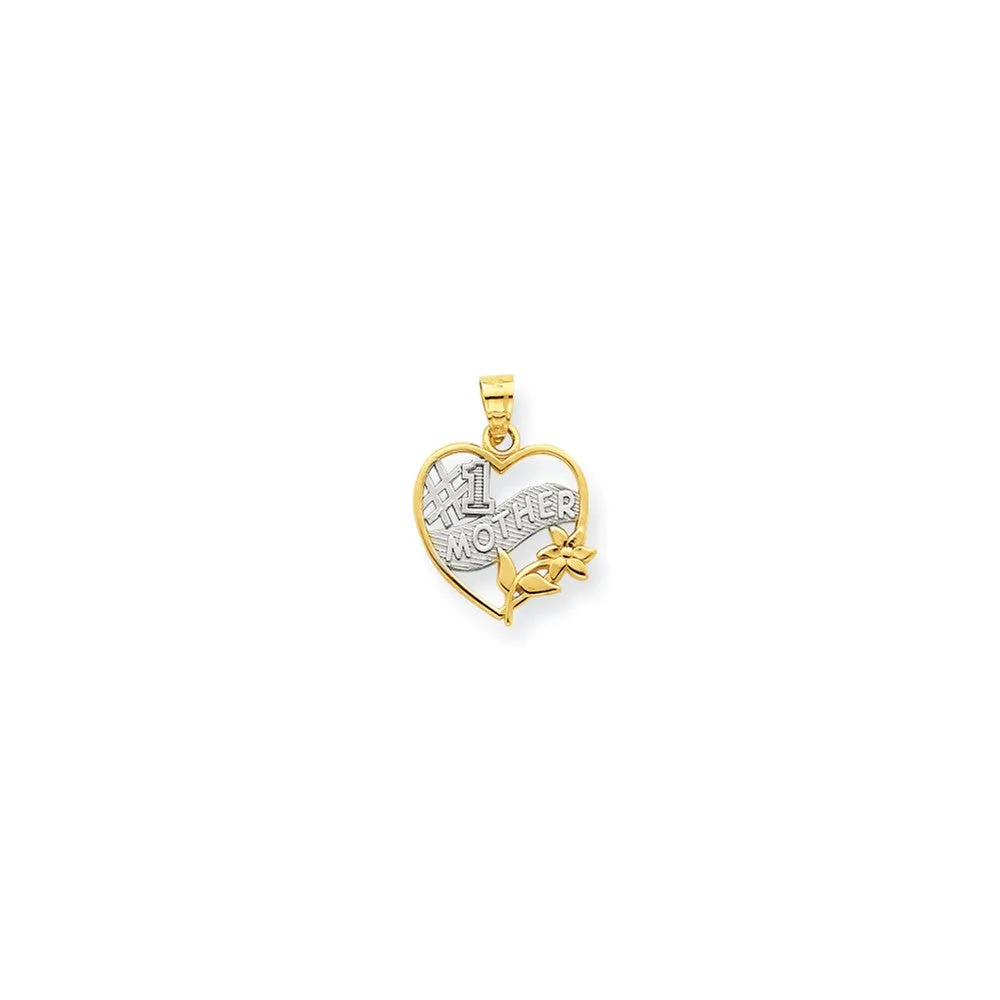 #1 Mother Heart Charm in 10k Yellow Gold