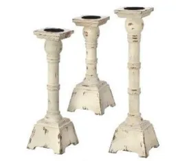 14-20" Wood Candle Stands, Set of 3