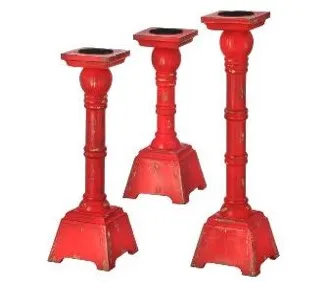 14-20" Wood Candle Stands, Set of 3