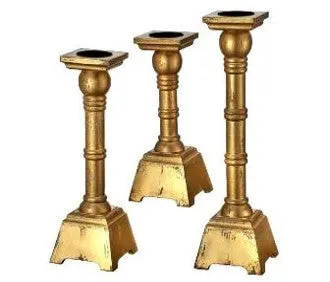 14-20" Wood Candle Stands, Set of 3