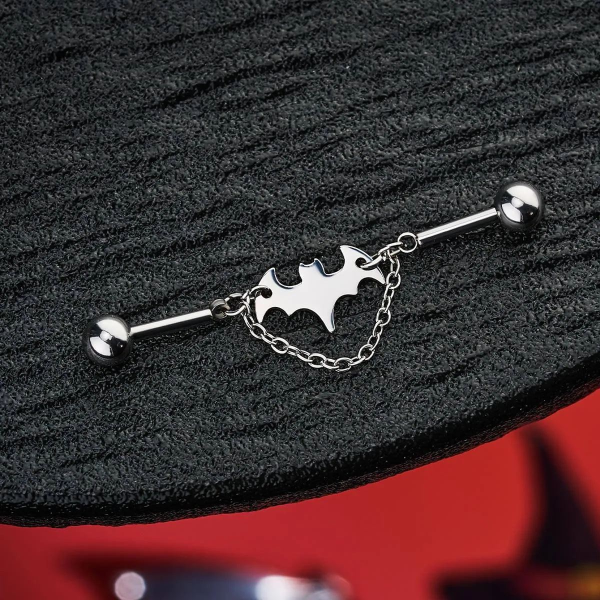 14G Bat Chain Dangle Industrial Barbell