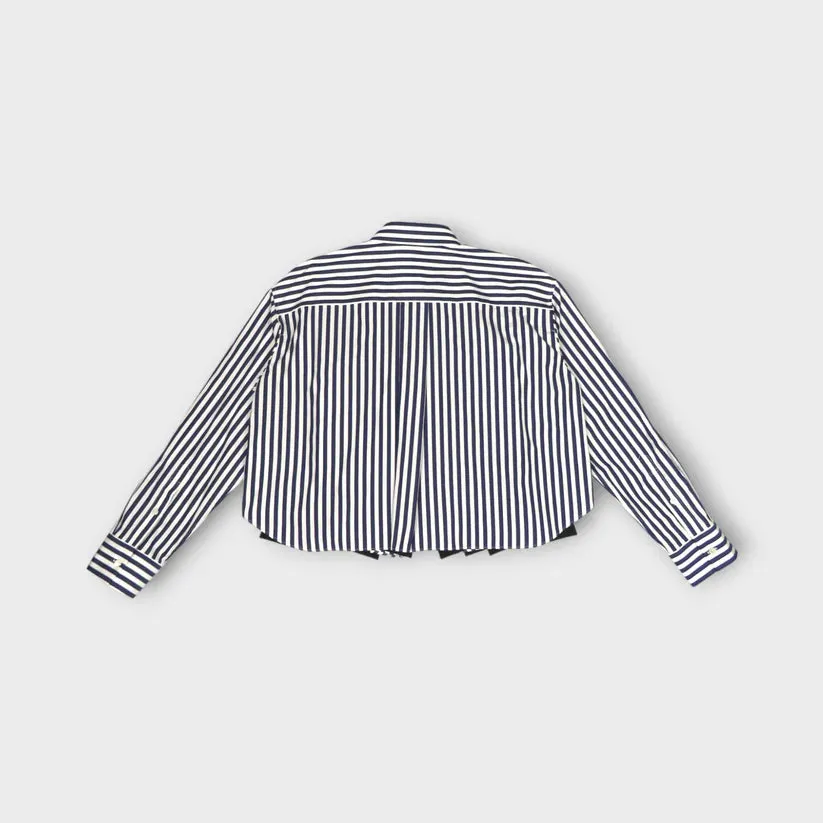 2407371 Striped poplin x wool melton shirt