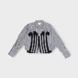 2407371 Striped poplin x wool melton shirt