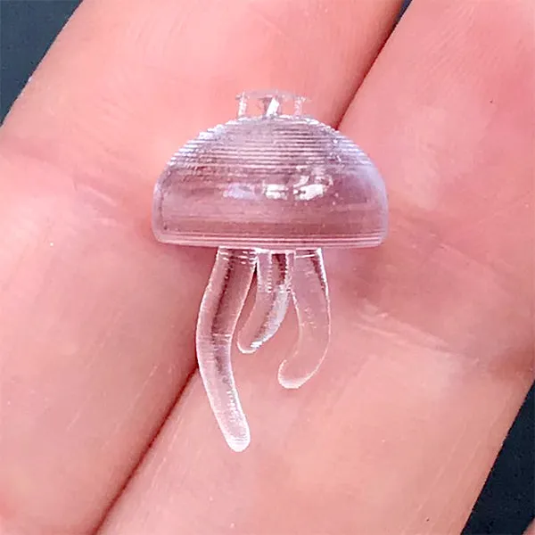 3D Transparent Jellyfish Figurine for Resin Ocean Diorama DIY | Miniature Sea Jelly Resin Inclusion | Sea Life Embellishments for Resin Art (1 piece / 11mm 17mm)