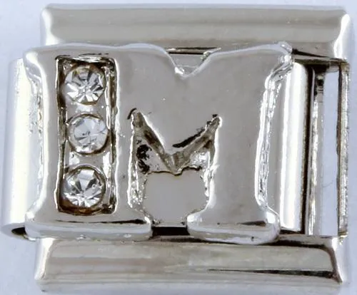 9mm Silver Letter M Charm