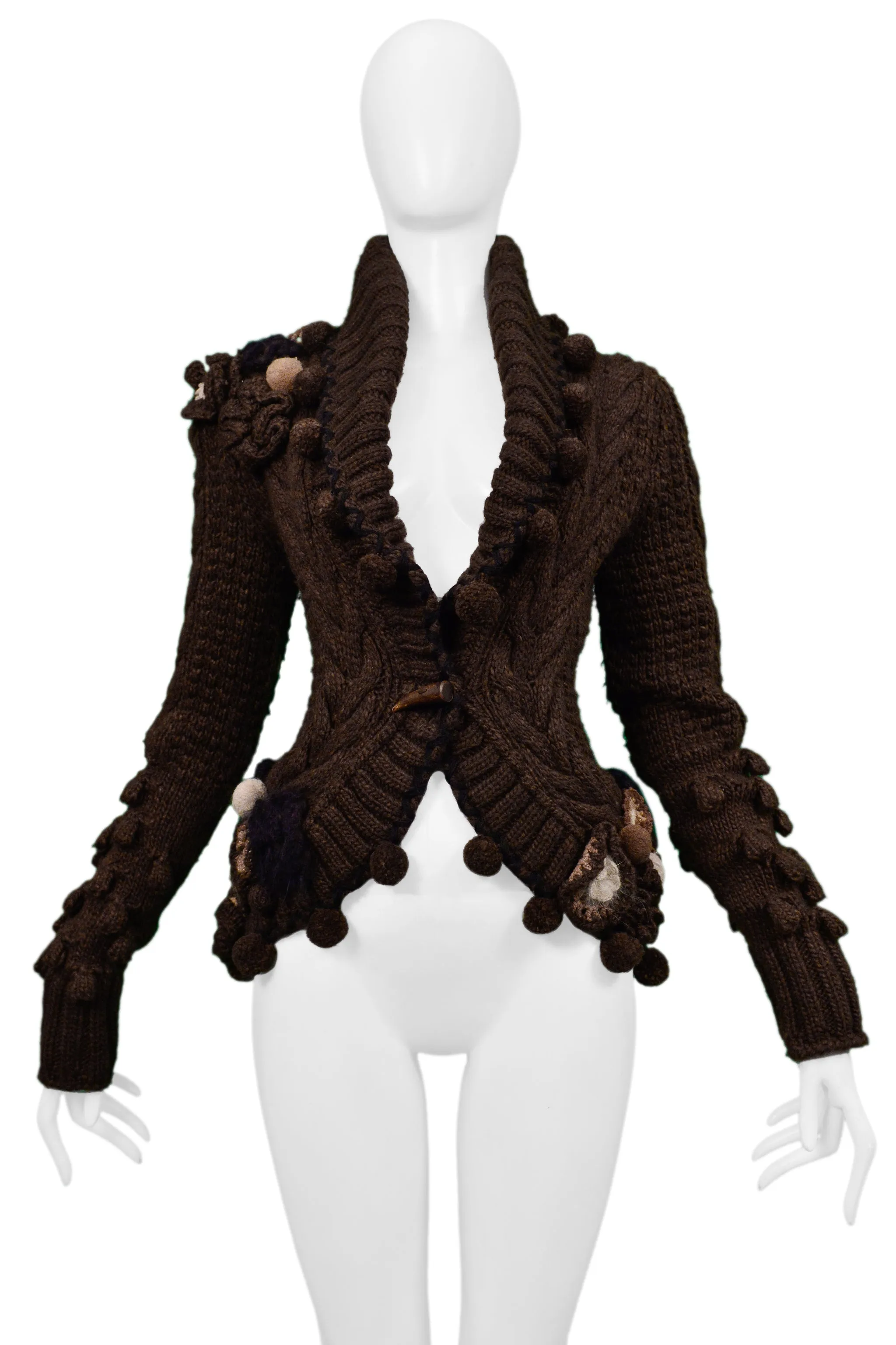 ALEXANDER MCQUEEN BROWN FANCY CARDIGAN SWEATER 2005