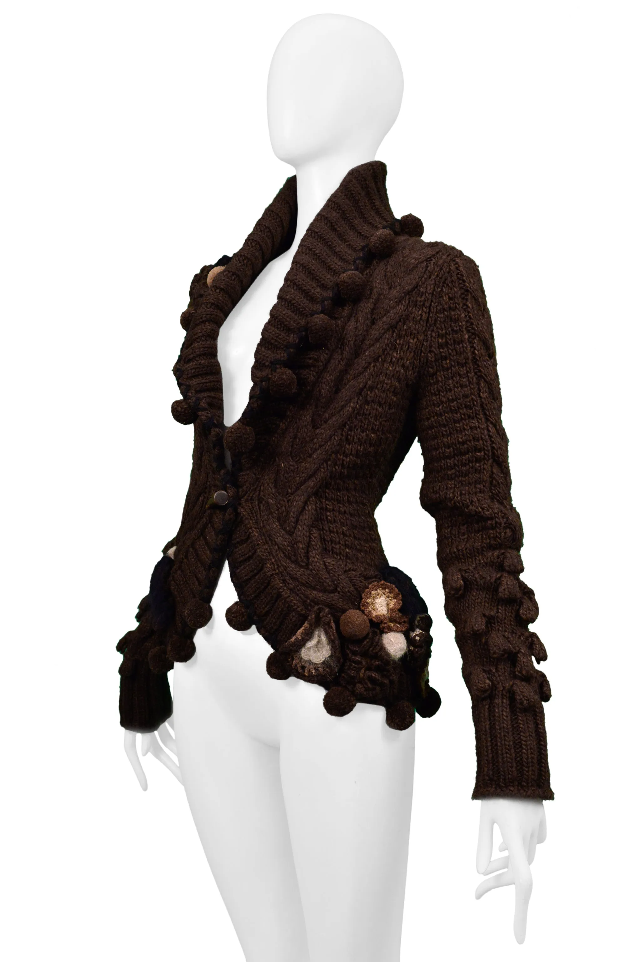 ALEXANDER MCQUEEN BROWN FANCY CARDIGAN SWEATER 2005