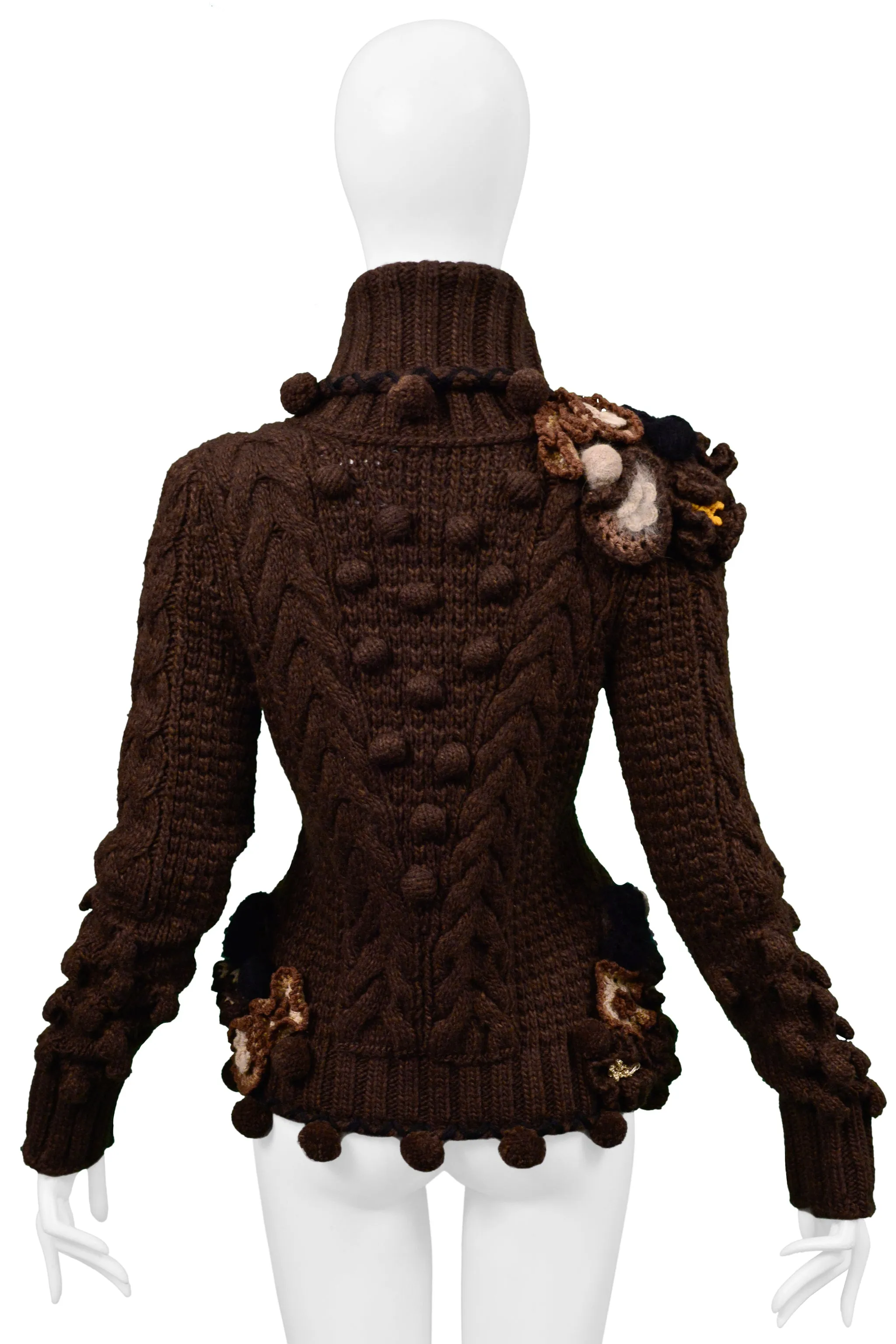 ALEXANDER MCQUEEN BROWN FANCY CARDIGAN SWEATER 2005