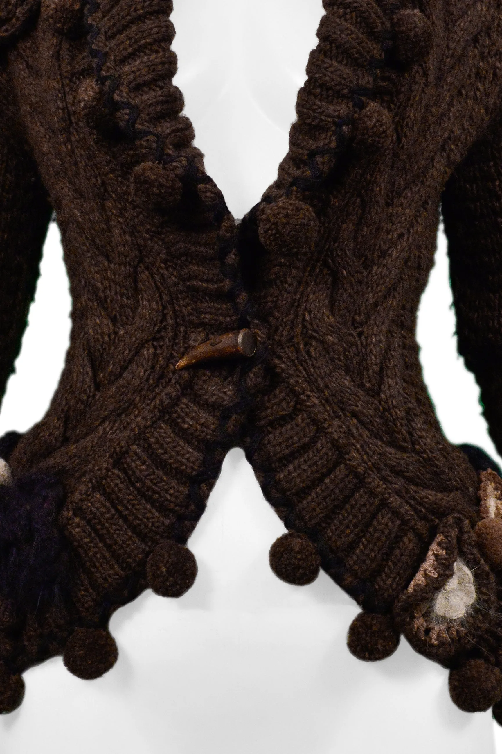 ALEXANDER MCQUEEN BROWN FANCY CARDIGAN SWEATER 2005