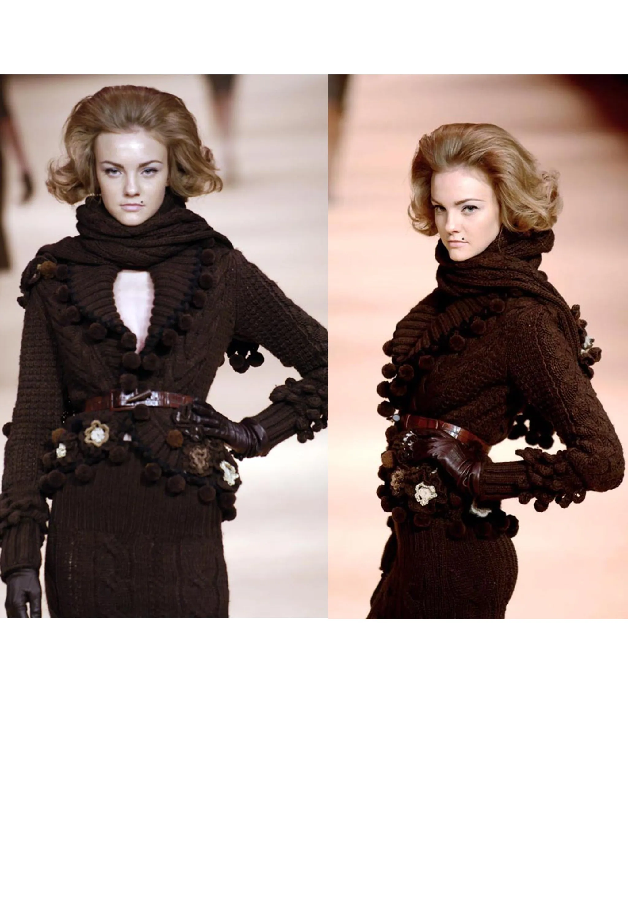 ALEXANDER MCQUEEN BROWN FANCY CARDIGAN SWEATER 2005