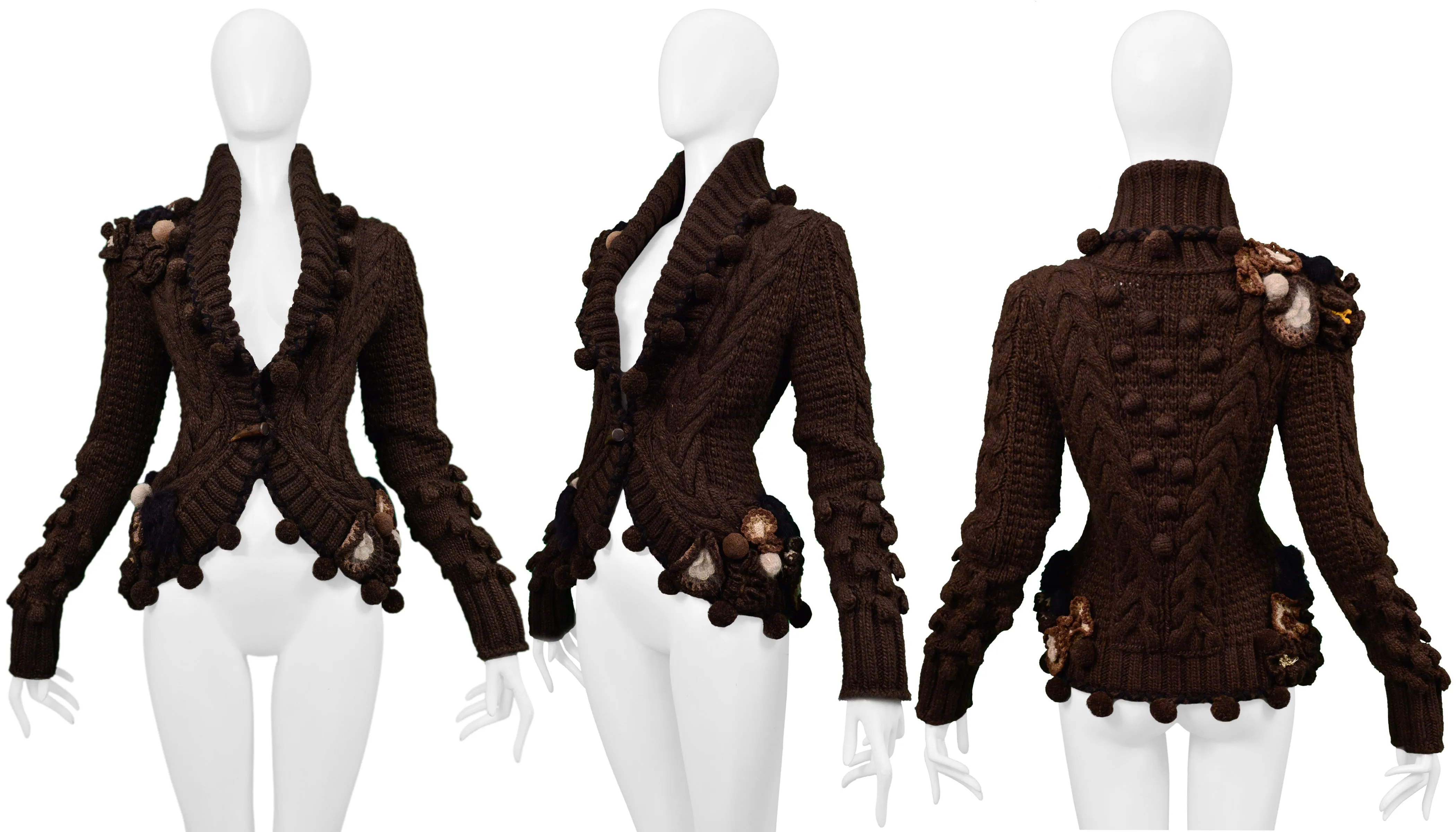 ALEXANDER MCQUEEN BROWN FANCY CARDIGAN SWEATER 2005