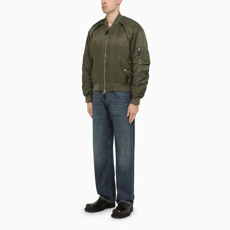 ALEXANDER MCQUEEN Convertible Bomber Jacket in Nylon Satin for Men - Khaki