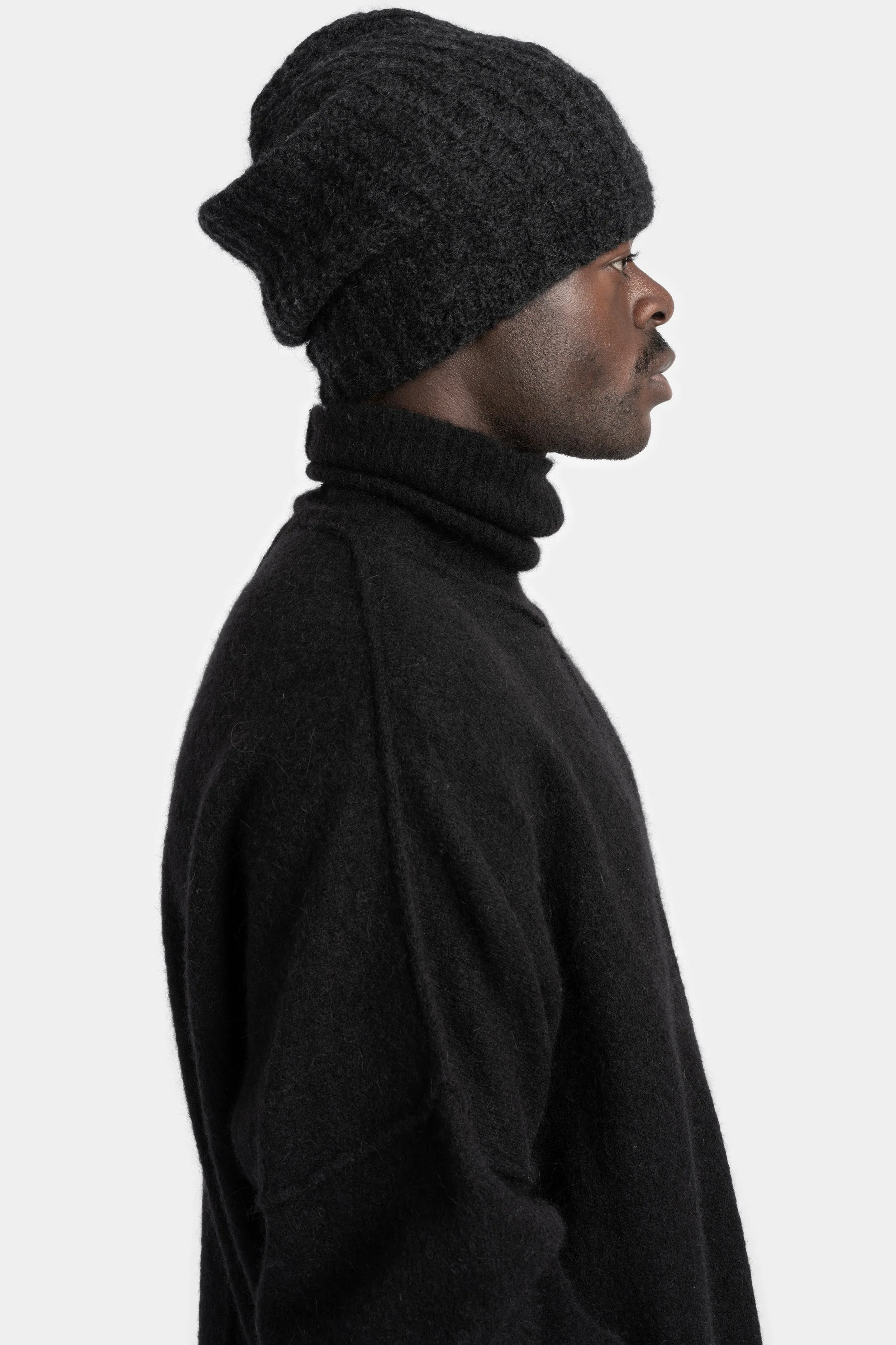 Alpaca / Virgin wool knit beanie, Dark Grey