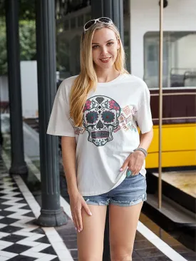 American Bling Sugar Skull Graphic Women T-Shirt