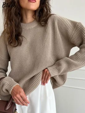 Amy Fashion - Chic O-neck Elegant Knitted Sweater Pullovers