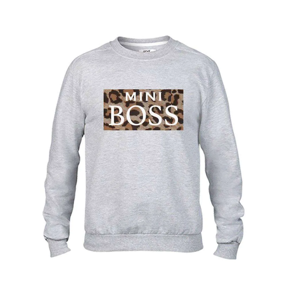 Auntie & Mini Boss Leopard Slogan Grey Sweaters (MRK X)