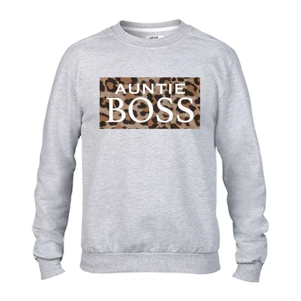 Auntie & Mini Boss Leopard Slogan Grey Sweaters (MRK X)