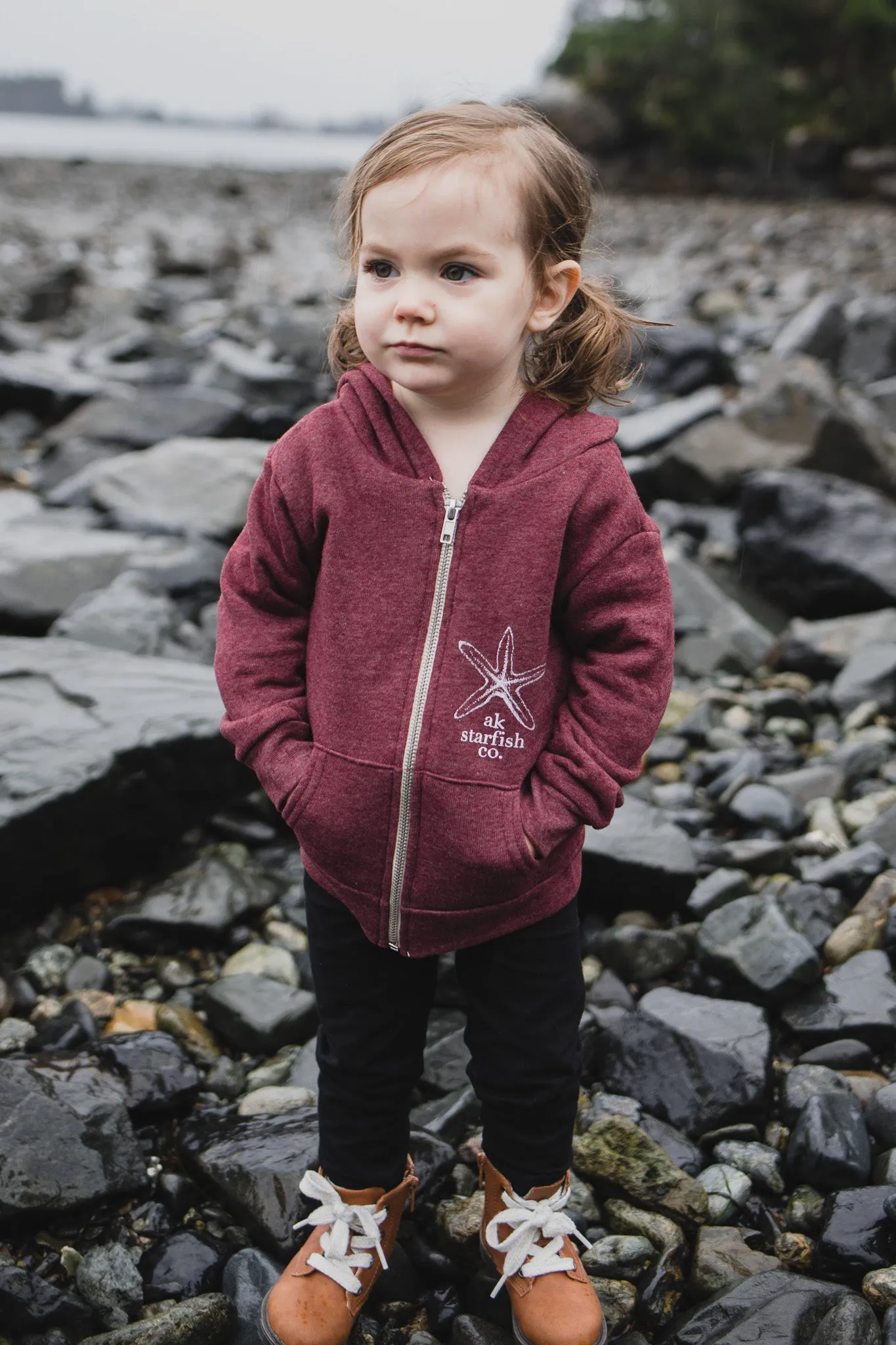 Beach Rose AK Starfish Co. Children's Triblend Zipped Hoody