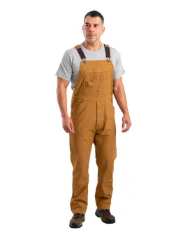 Berne Apparel Mens Highland Flex Unlined Brown Duck Cotton Blend Bib Overall