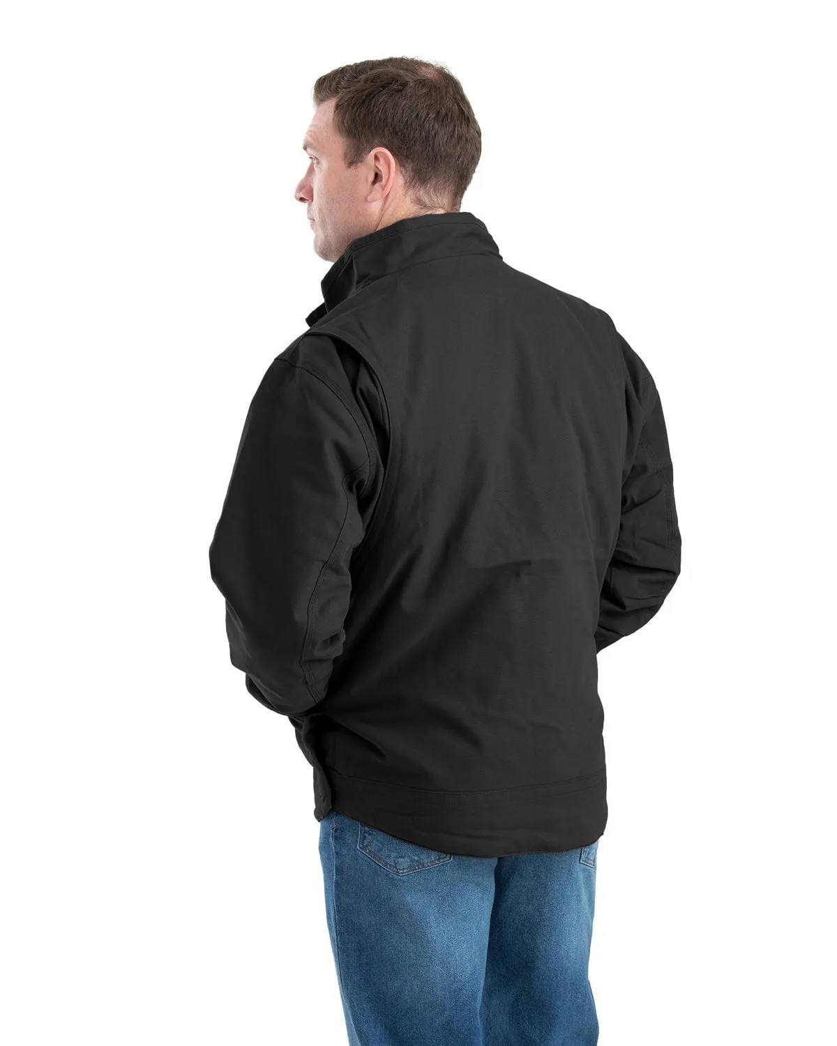 Berne Mens Black 100% Cotton Flagstone Flannel-Lined Duck Jacket