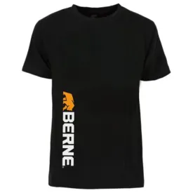 Berne Mens Black 100% Cotton Vertical Logo Tee S/S