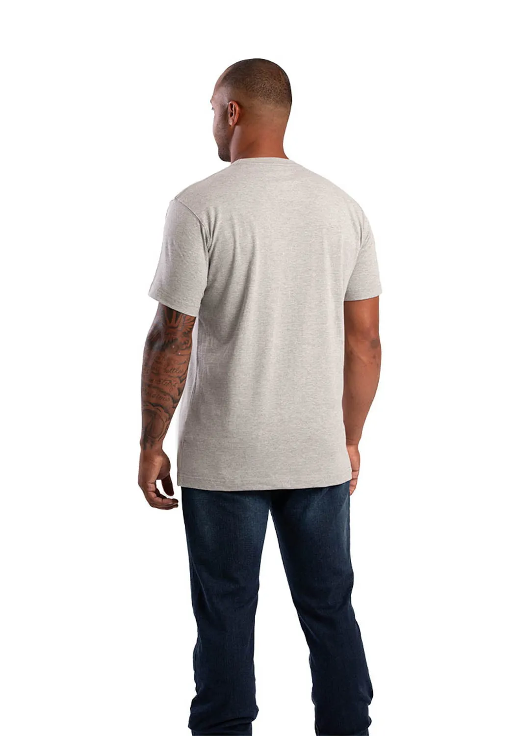 Berne Mens Grey Cotton Blend Heavyweight Pocket Tee S/S