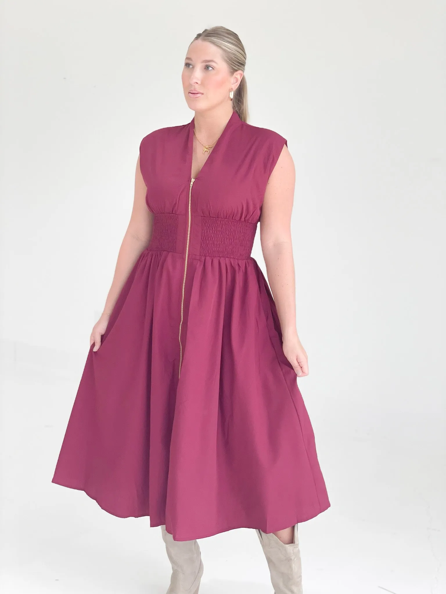 Better Days Midi Dress - Merlot