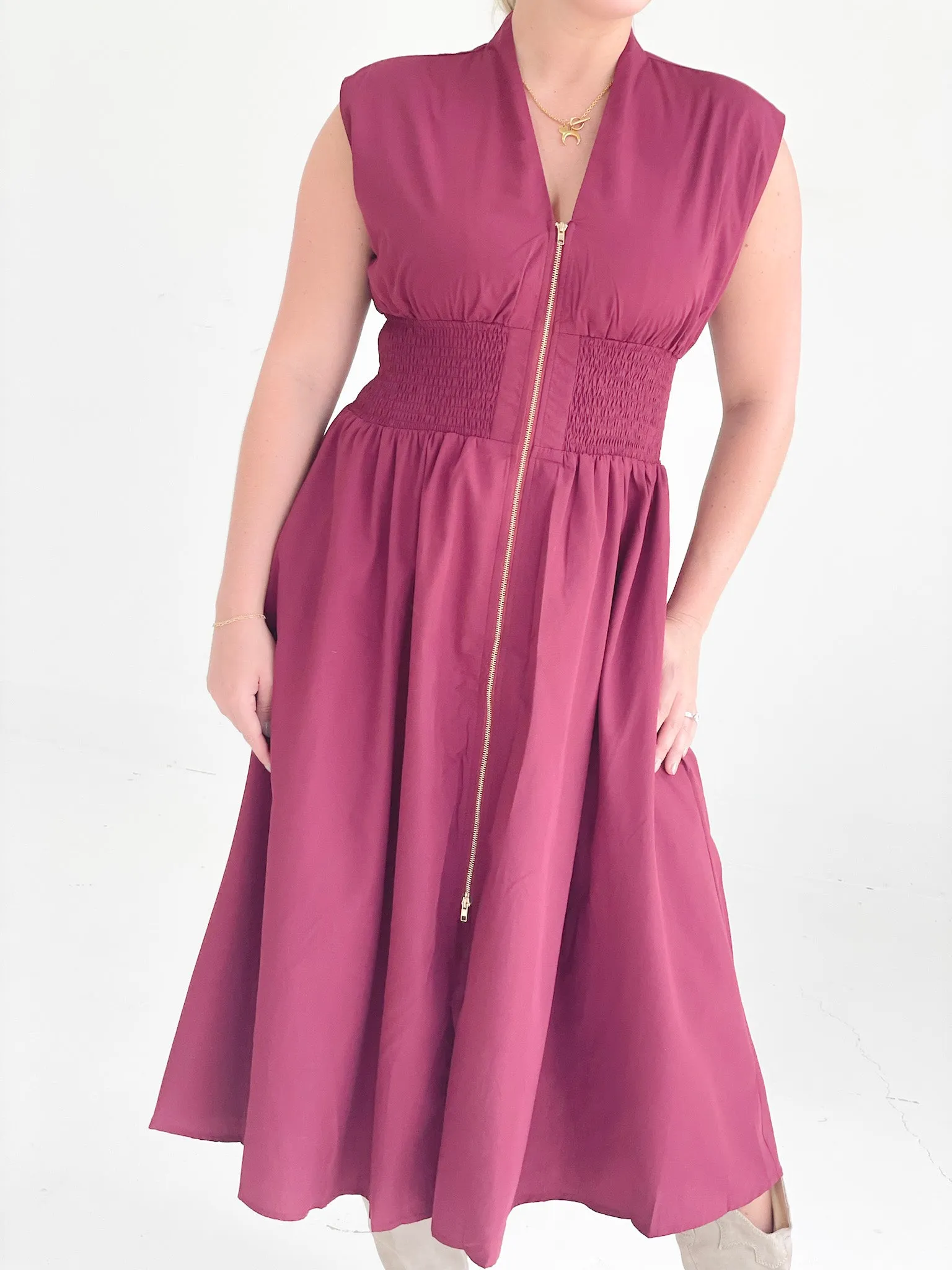 Better Days Midi Dress - Merlot