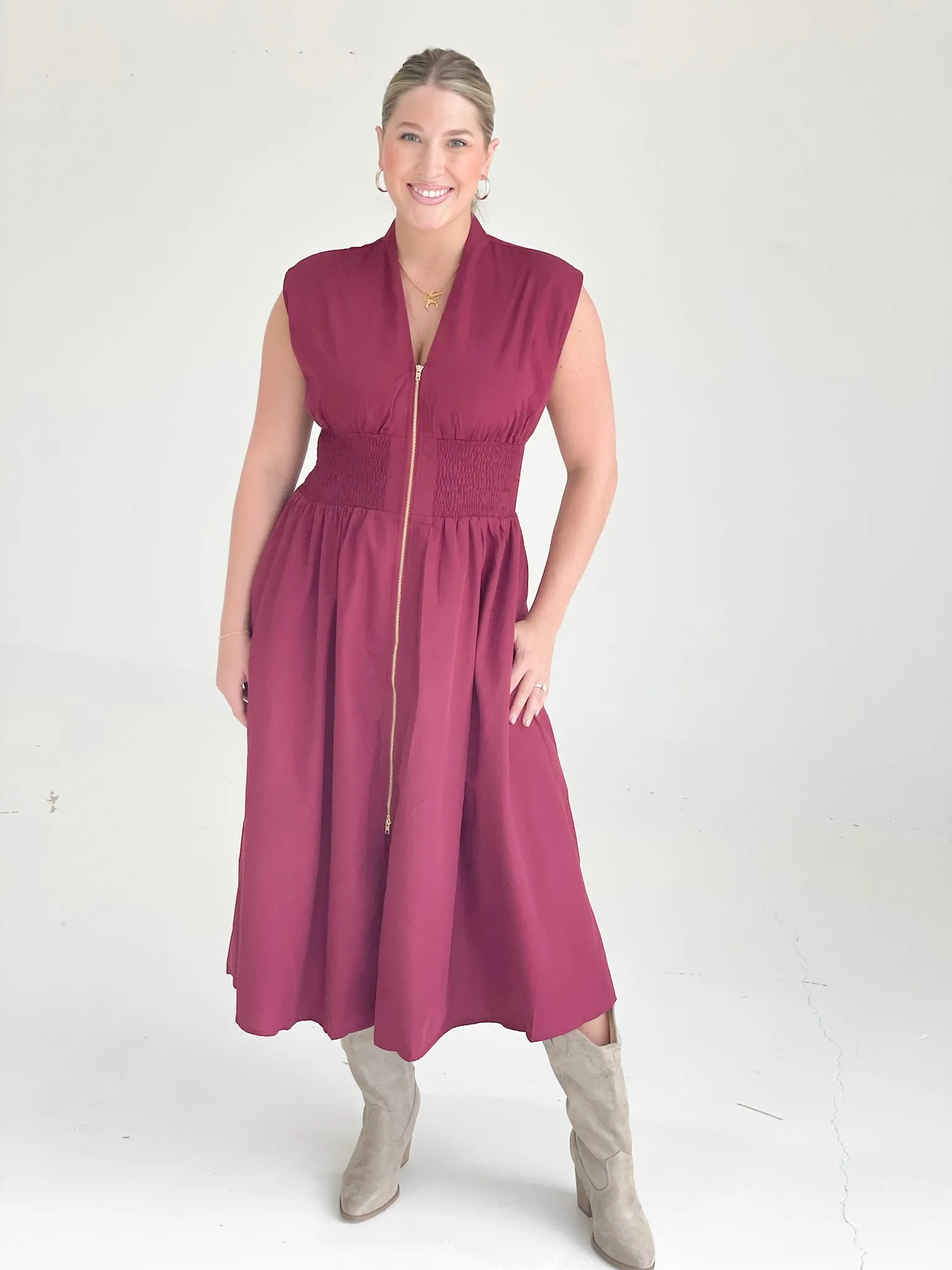 Better Days Midi Dress - Merlot