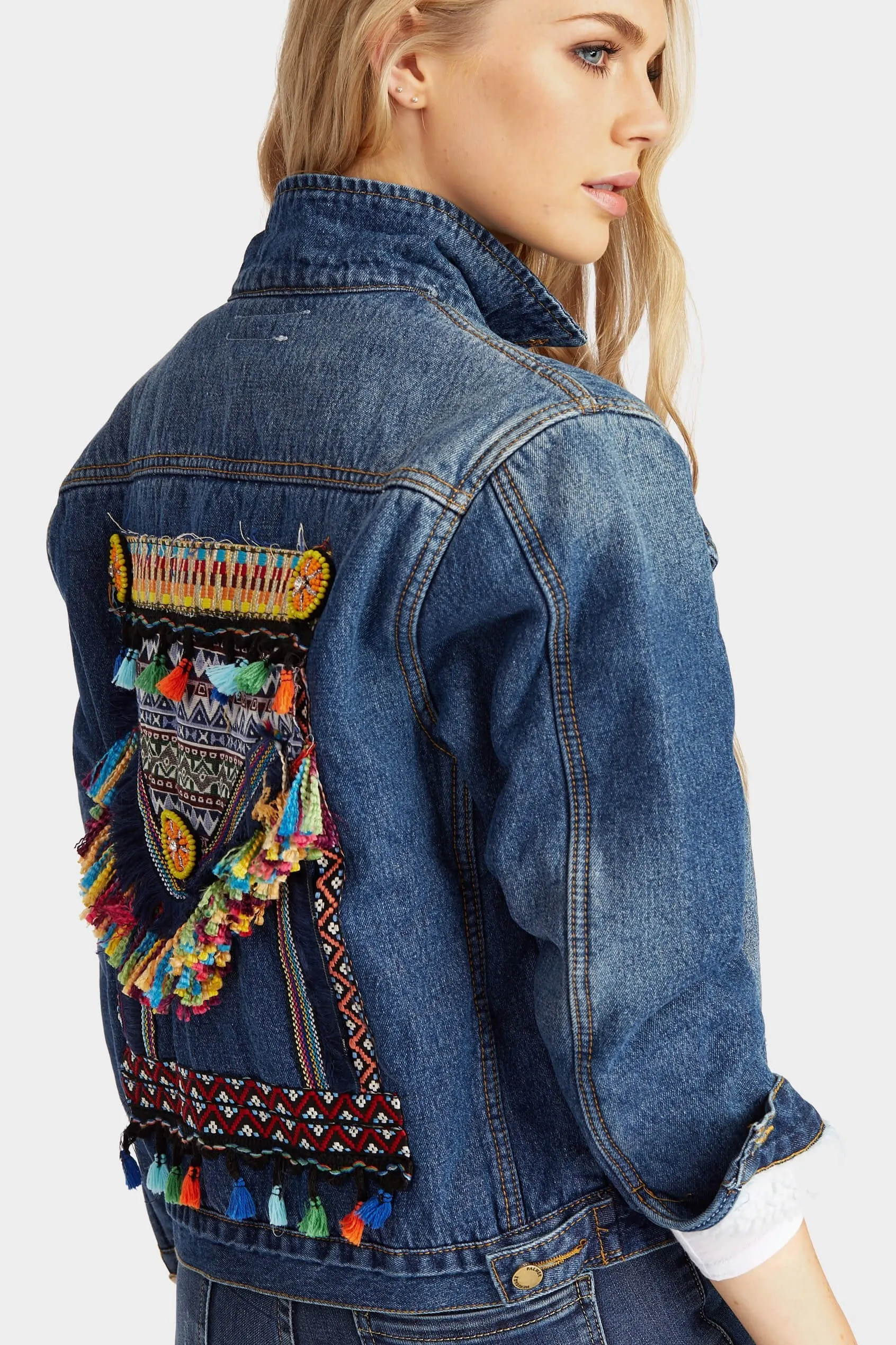 Blue Shearing Denim Jacket With Back Detail