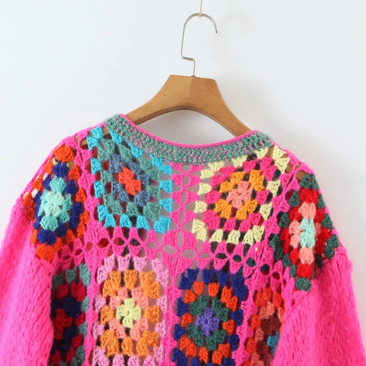 Boho Crochet Cardigans Vintage Long Sweater