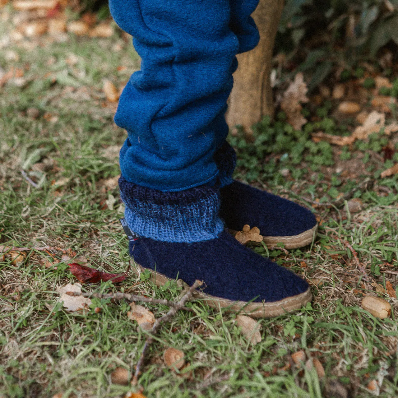 Boiled Wool Slipper Boots - Yuki - Midnight (Kids 23-35)