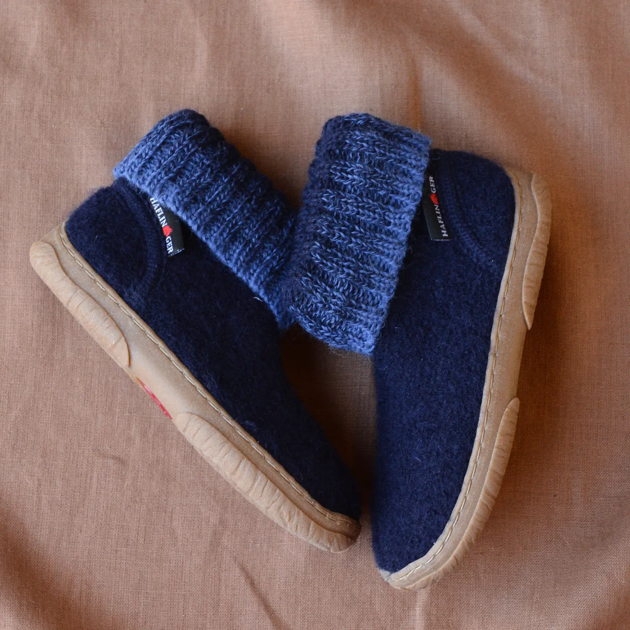 Boiled Wool Slipper Boots - Yuki - Midnight (Kids 23-35)