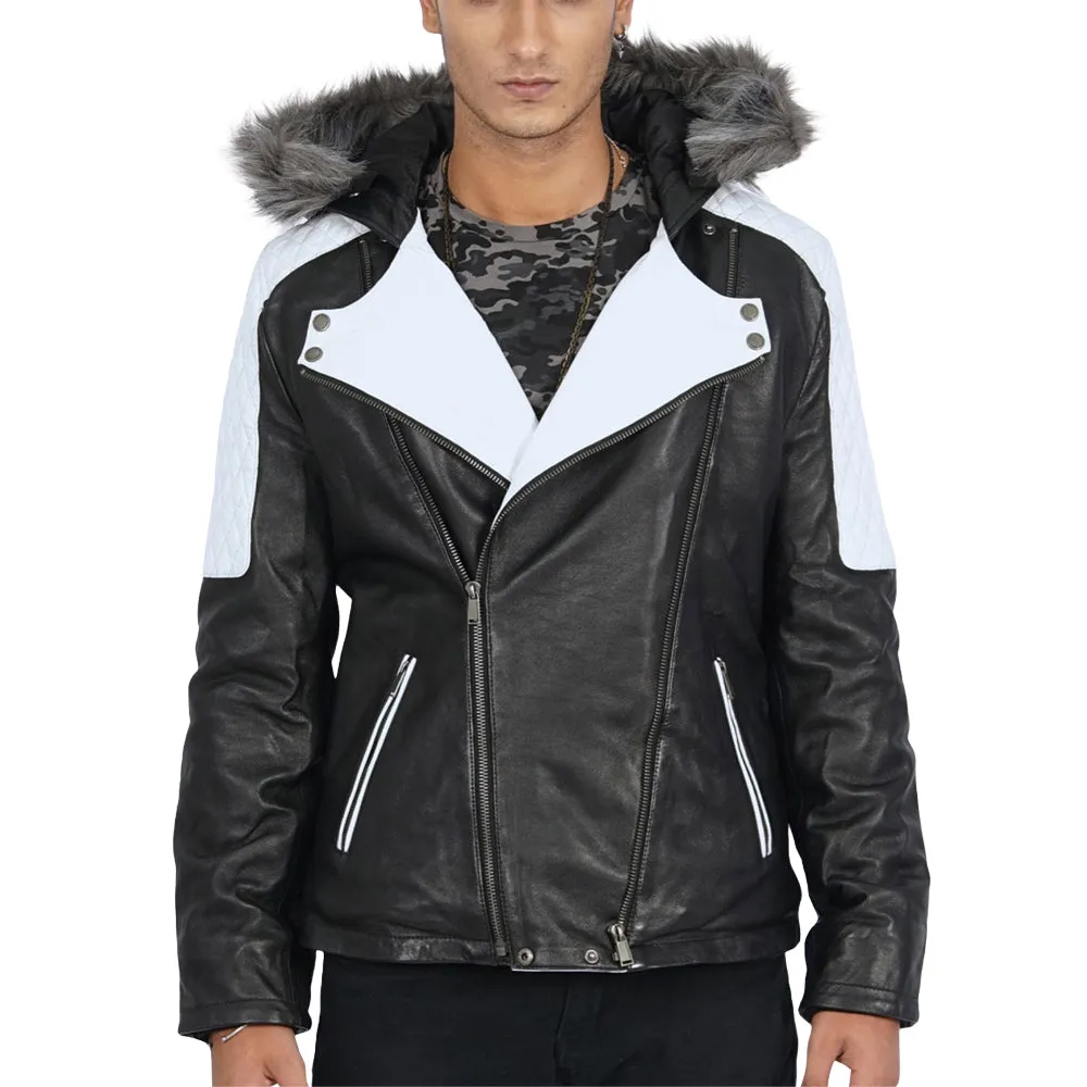 Brentiny Hooded Leather Jacket