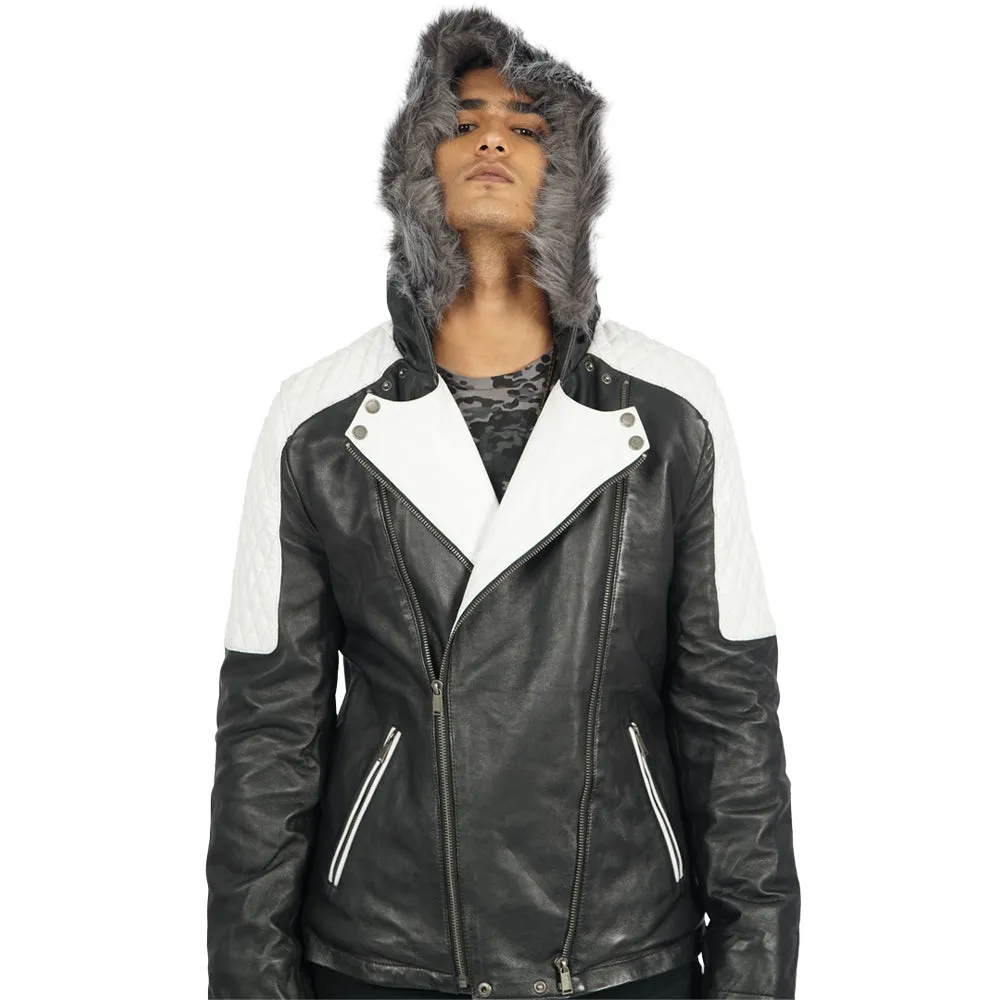 Brentiny Hooded Leather Jacket