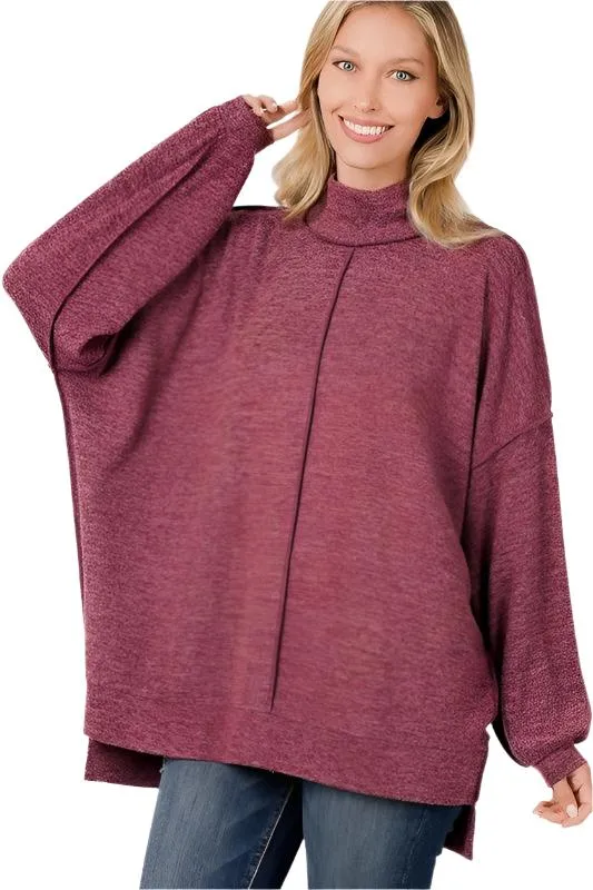 Brushed Melange Hacci Mock Neck Sweater