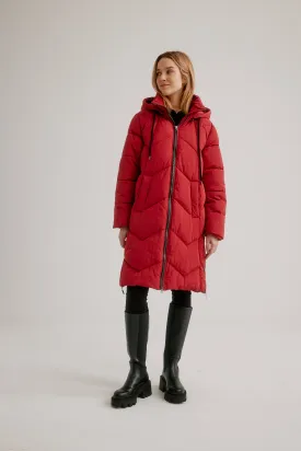 C-RO Quilted Coat with side Zips and Detachable Hood E1643RO-255   Plus sizes