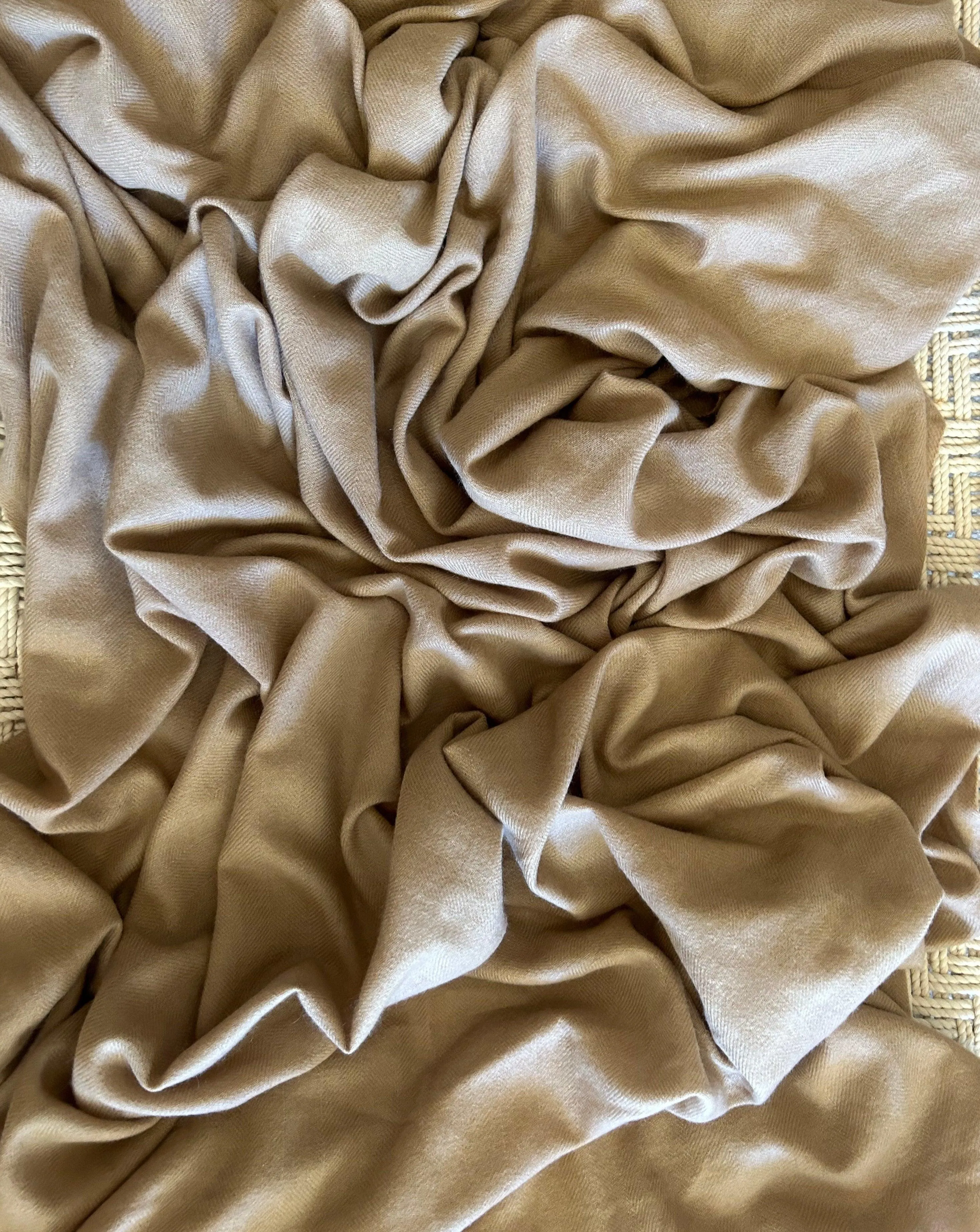 Cashmere Blanket Hand-loomed Tan