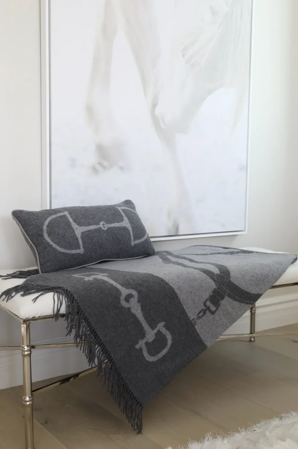 Cashmere Throw Dark grey & grey.