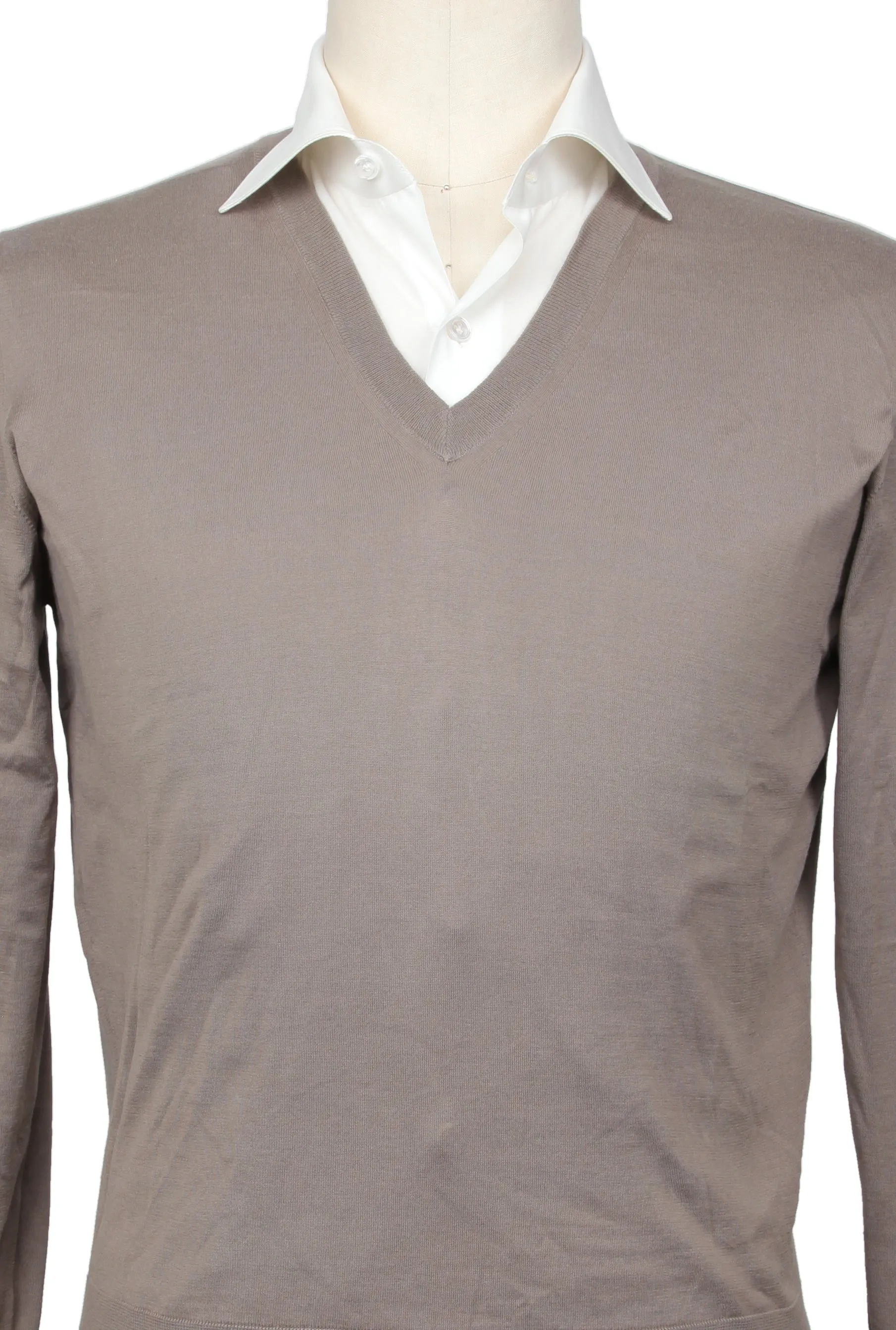 Cesare Attolini Light Brown V-Neck Sweater