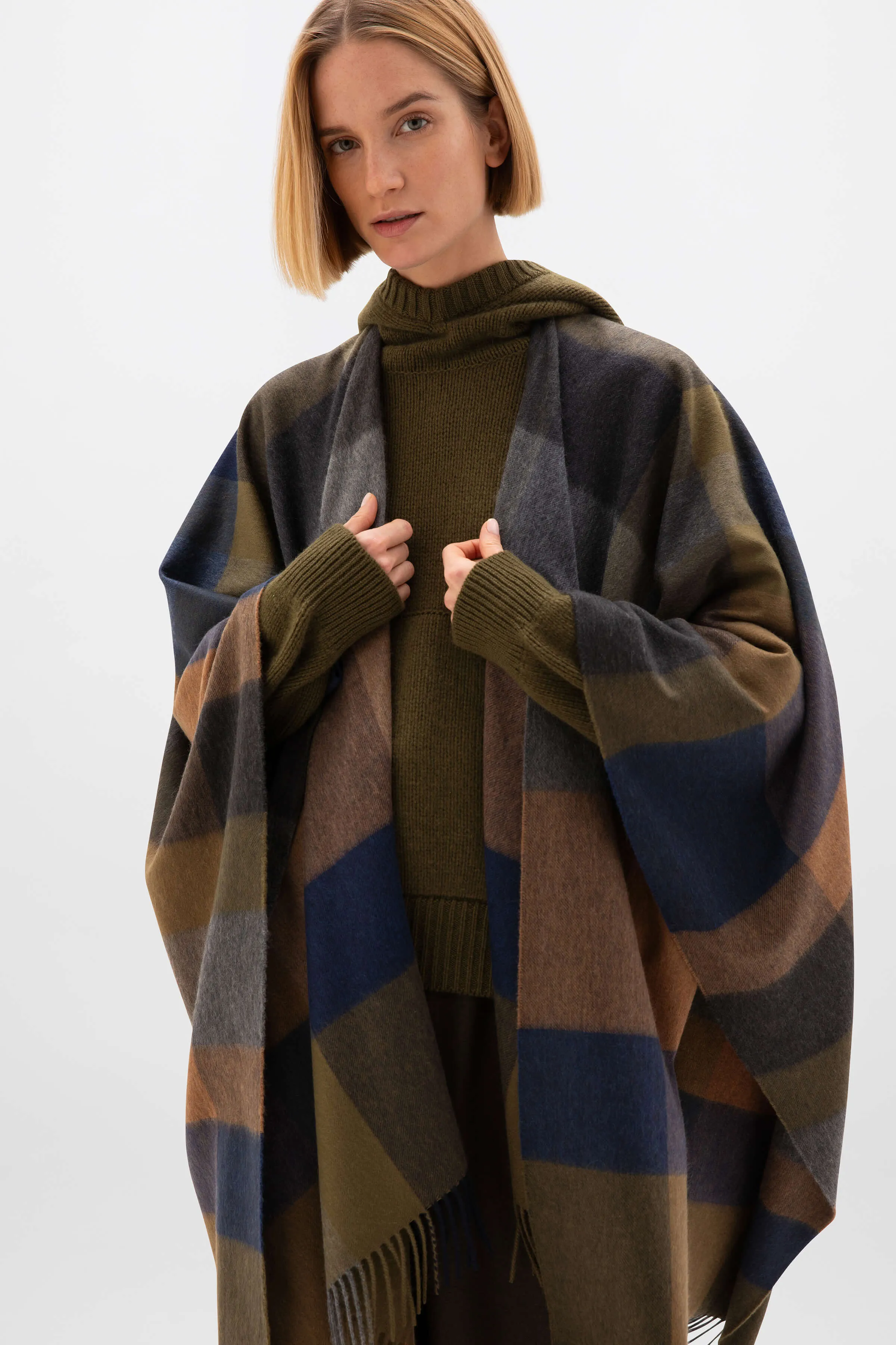 Check Cashmere Cape