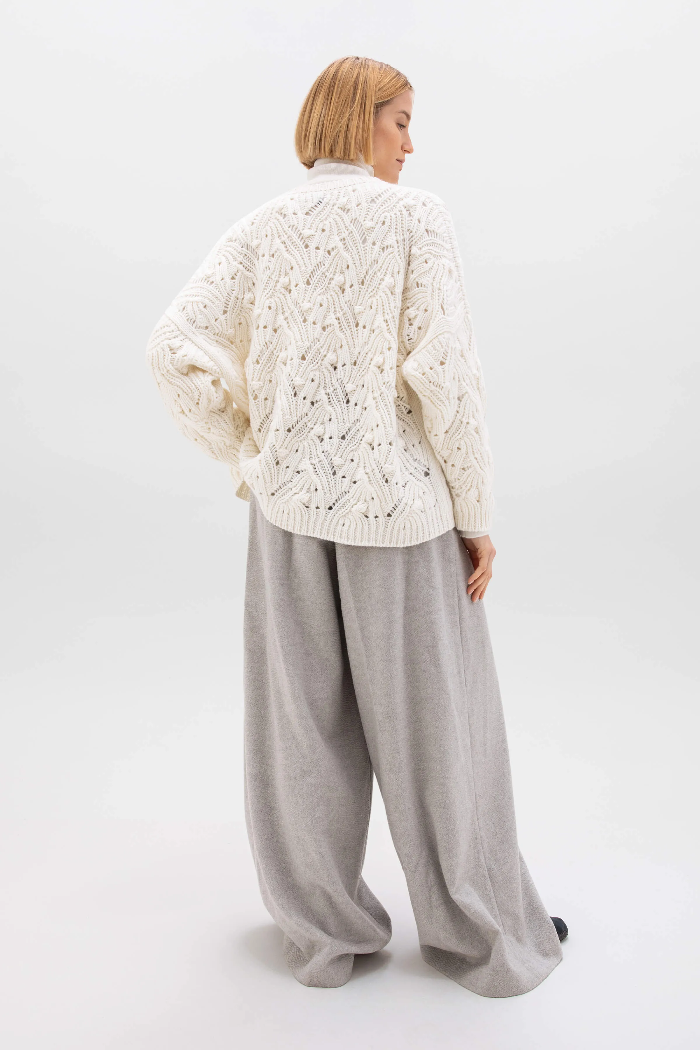 Chunky Lace Stitch Cashmere Jumper