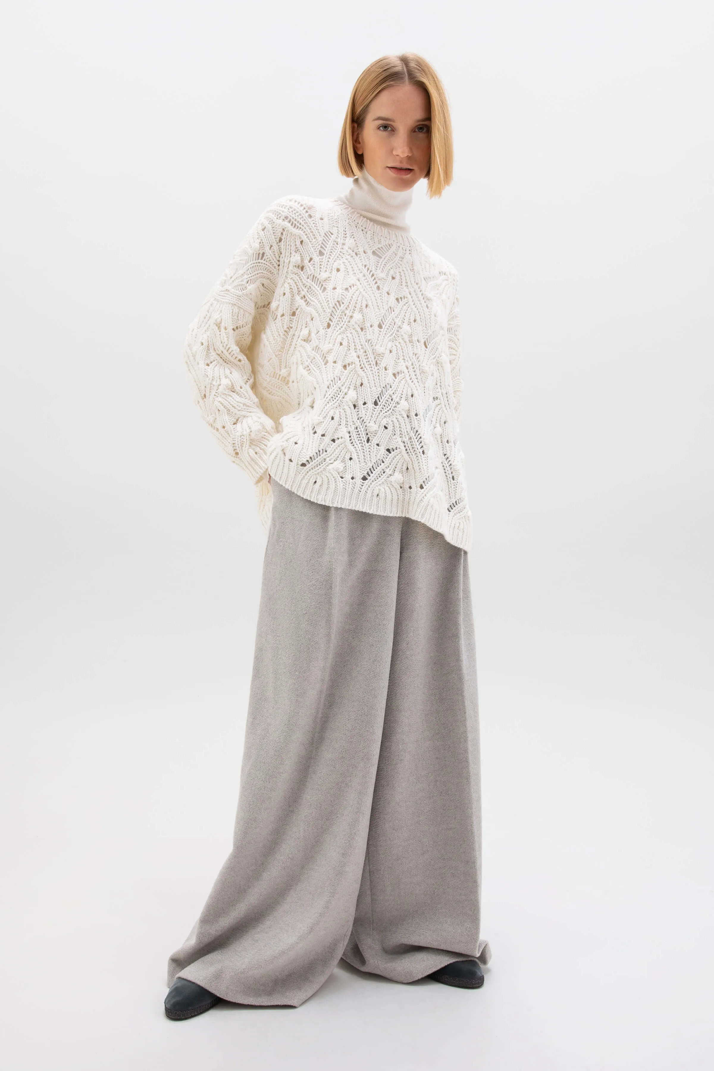 Chunky Lace Stitch Cashmere Jumper