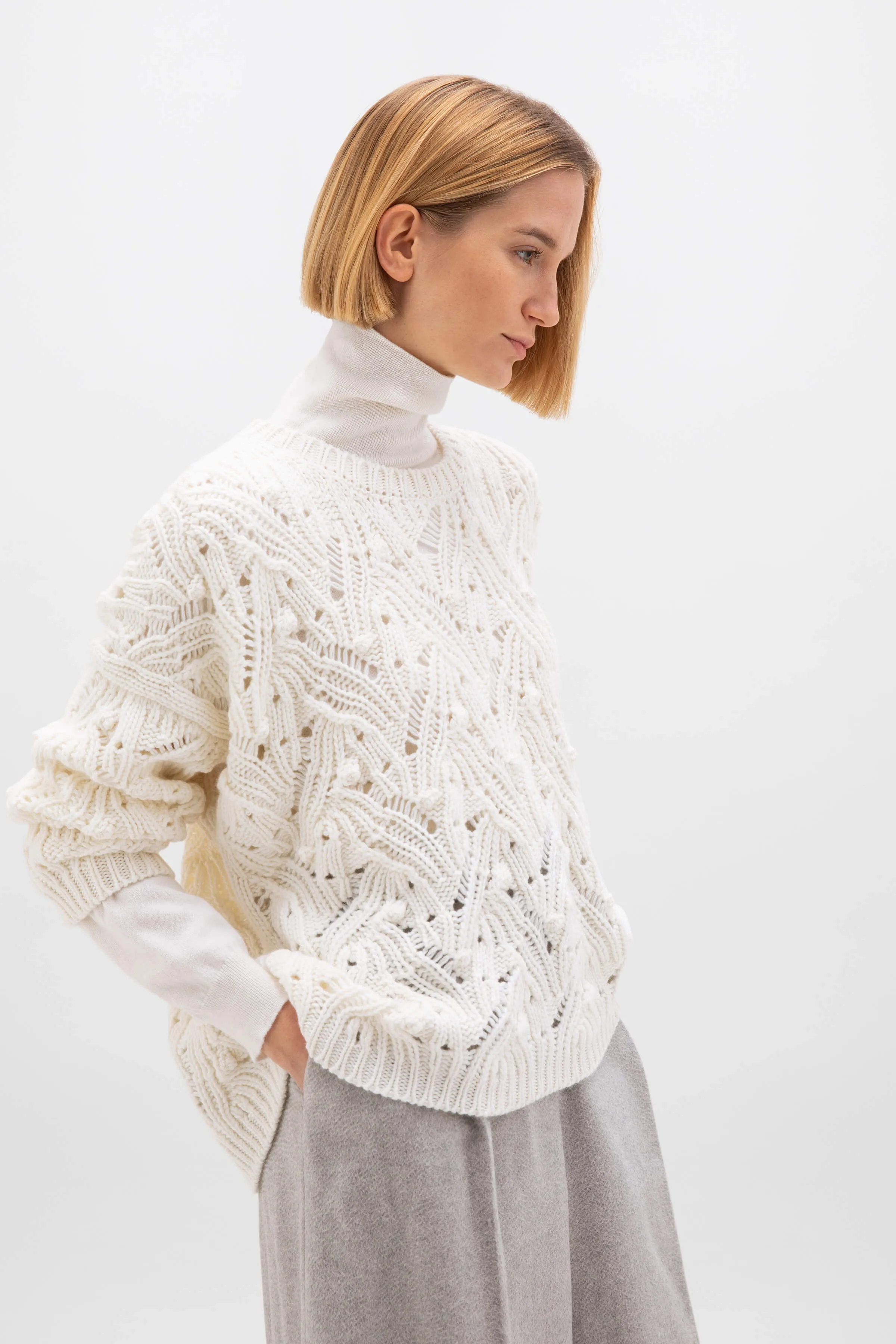 Chunky Lace Stitch Cashmere Jumper